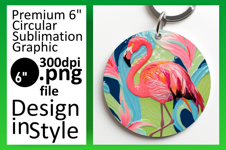 Chic Circle PNG Car Coaster Design , Flamingo