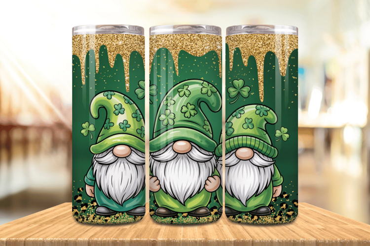 Three Gnomes Leprechaun Hats Tumbler Wrap PNG Sublimation De