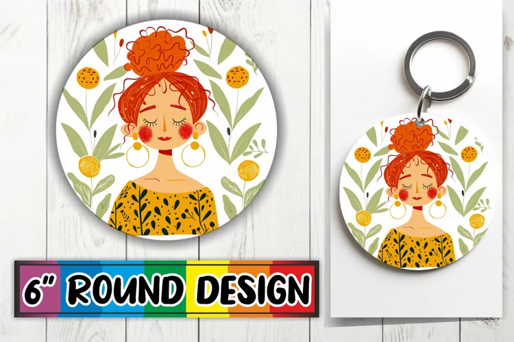 Elegant Watercolor Portrait Round Design PNG