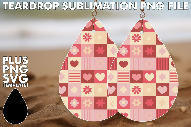 Dazzling Teardrop Earrings Gift PNG, Valentines Pattern