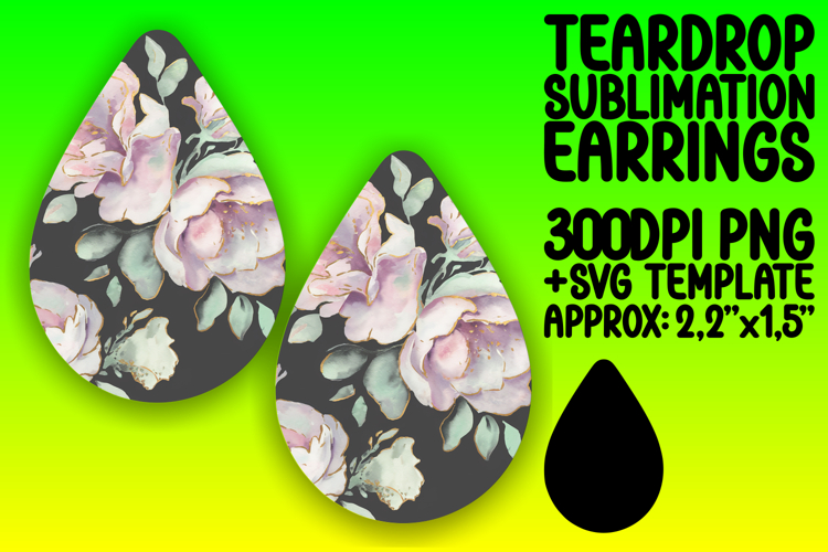 Playful Teardrop Earrings Design Art , Flower Pattern