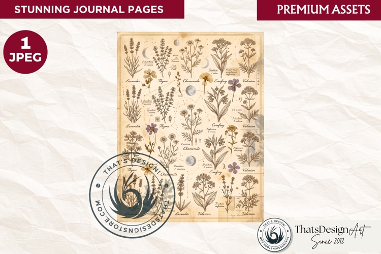 Botanical Herbarium Junk Journal digital paper textured