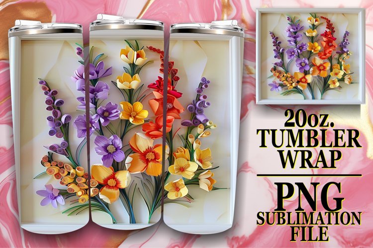 3D Blooming Flowers Tumbler Wrap - Spring Design