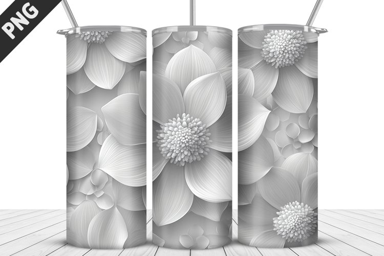 3D Daisy Flowers 20oz Tumbler Wrap | Sublimation Design