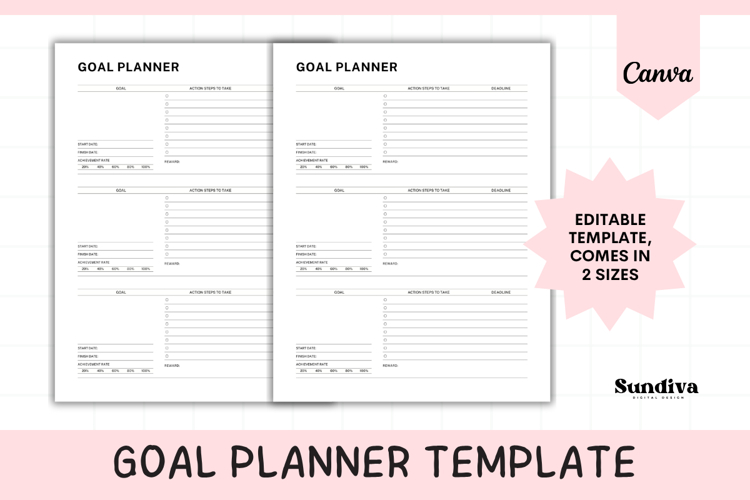 Goal Planner Printable & Editable Template 1