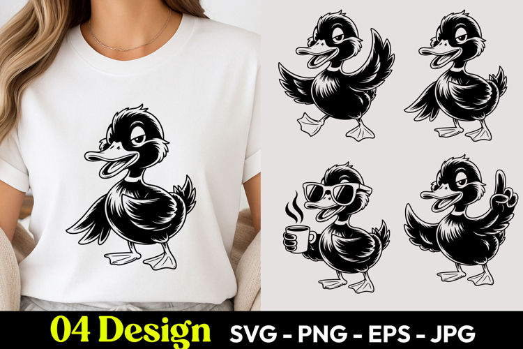 Cute Duck Cartoon SVG PNG