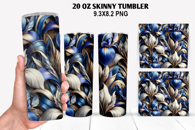 3D Flower Skinny Tumbler 20oz Wrap Design,Flowers Tumble PNG