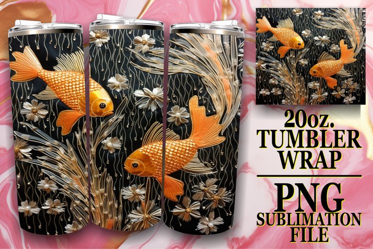 Oceanic Elegance - 3D Embroidered Tumbler Art