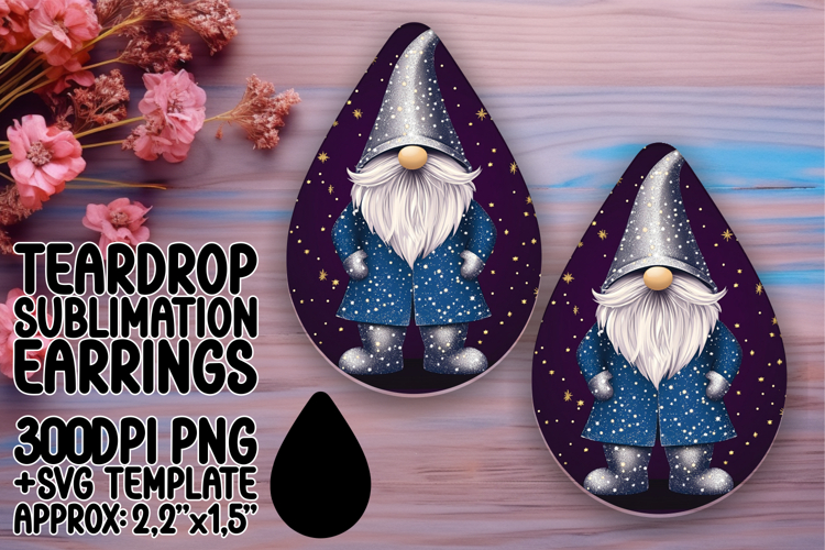 Cute Teardrop Earrings Design Template , Gnome