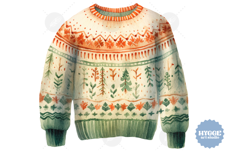 Watercolor Christmas Sweater PNG Sublimation