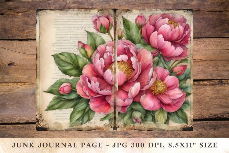 Printable Junk Journal Pages peonies 1 example image 1