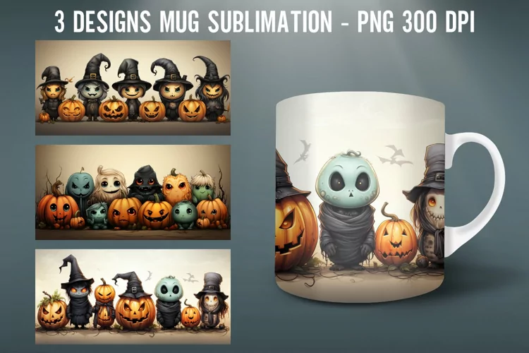 Halloween Pumpkin Mug Wrap Sublimation Designs
