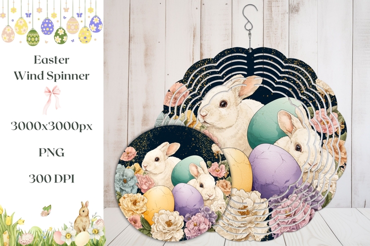 Cartoon Flowers Wind Spinner, Easter Eggs Wind Spinner