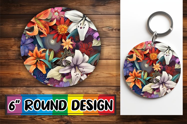 Whimsical Petal Keychain Sublimation Design
