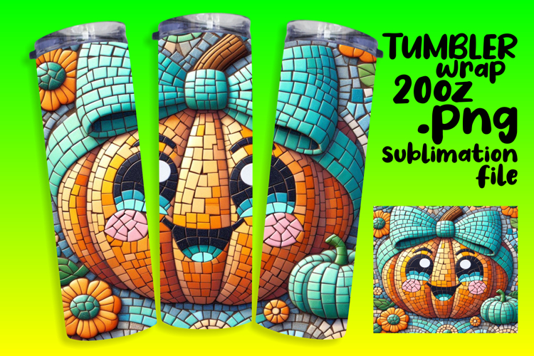 BEAUTIFUL 20oz Sublimation Tumbler Template , Cute Pumpkin