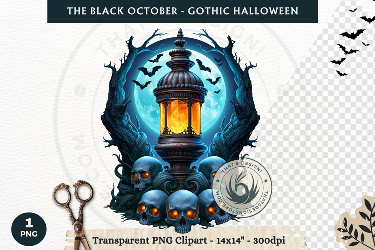 The Black October Gothic Halloween Clipart, Horror character