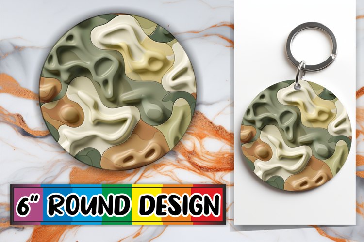 Geometric 3D Puff Round Sublimation Keychain Art example image 1