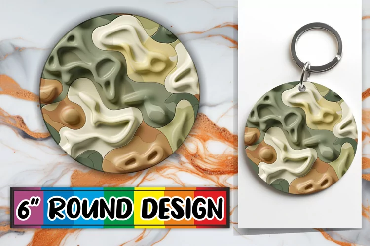 Geometric 3D Puff Round Sublimation Keychain Art