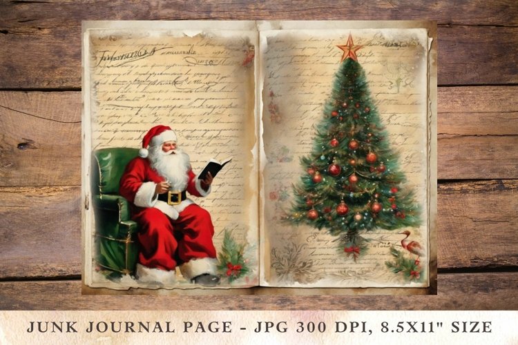Printable Junk Journal Pages christmas santa claus 3 example image 1