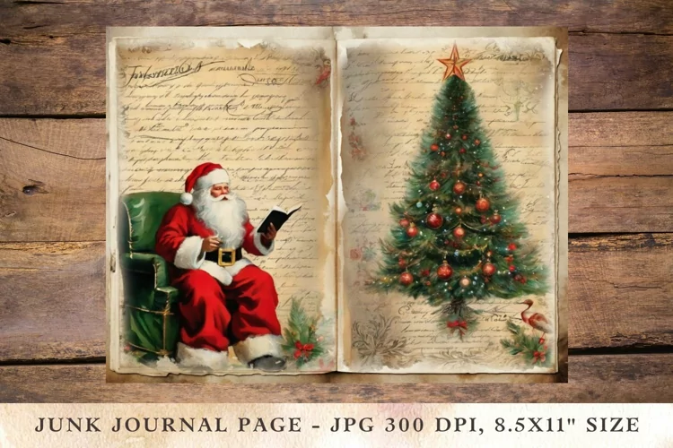 Printable Junk Journal Pages christmas santa claus 3