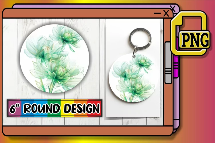 Blossom Brilliance: Sublimation Circle Keychain & Car