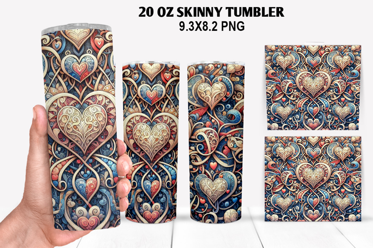 Valentine Skinny Tumbler 20oz Wrap Design, Valentine Tumbler