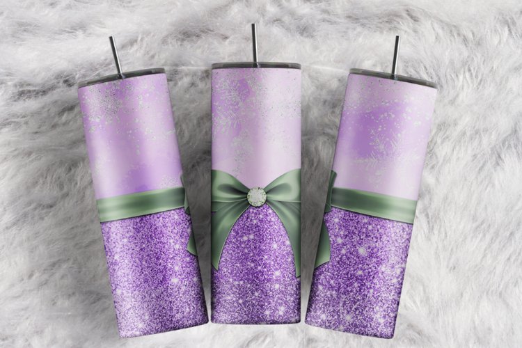 Glitter Snowflakes Silver Purple Winter 20 oz tumbler wrap