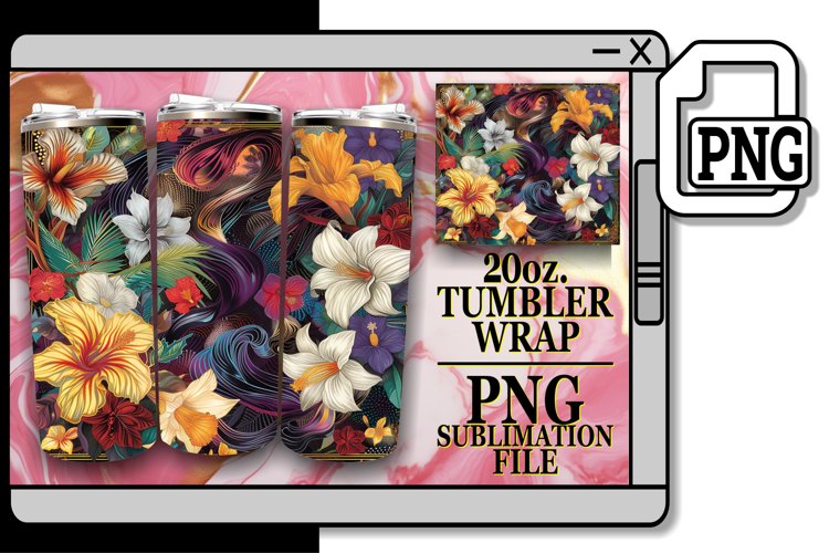 Modern Spring Petals Pattern Wrap for 20oz Tumbler example image 1