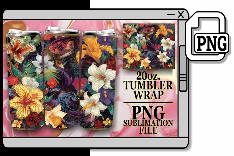 Modern Spring Petals Pattern Wrap for 20oz Tumbler