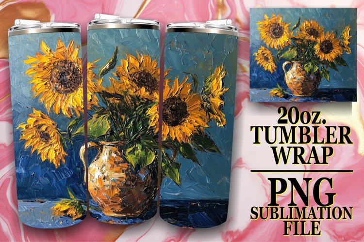 Sublimation Floral Tumbler Art - Oil Paint Pattern