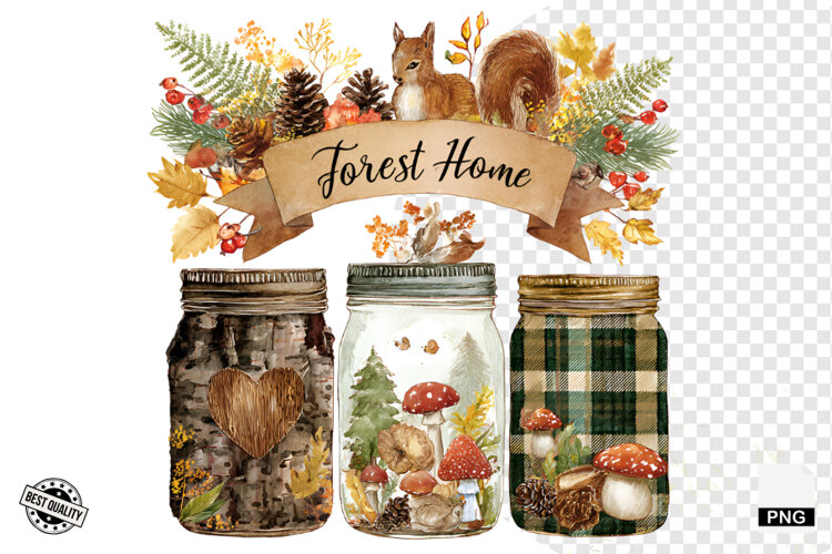 Fall Masons Jars Clipart example image 1