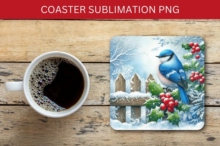square coaster - hummingbird in the snow example image 1