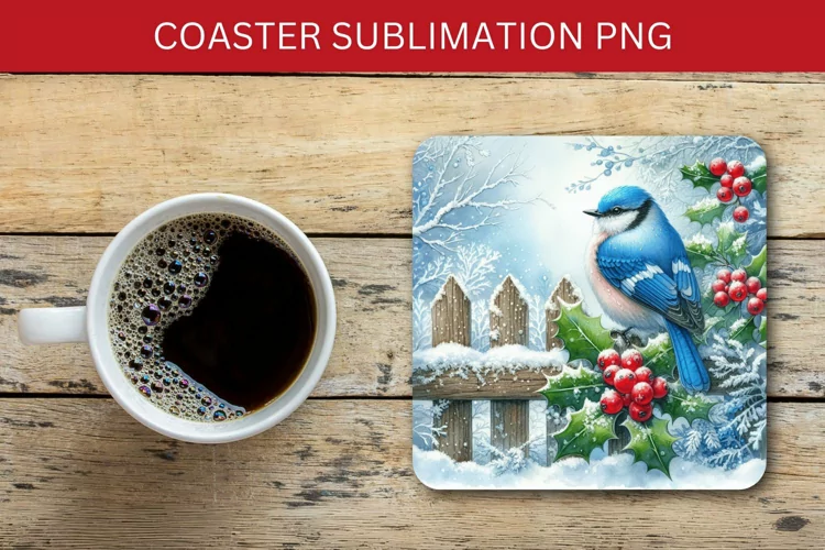square coaster - hummingbird in the snow