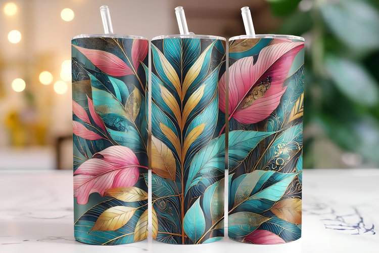 Leaves Tumbler Wrap | Sublimation | Tumblers example image 1