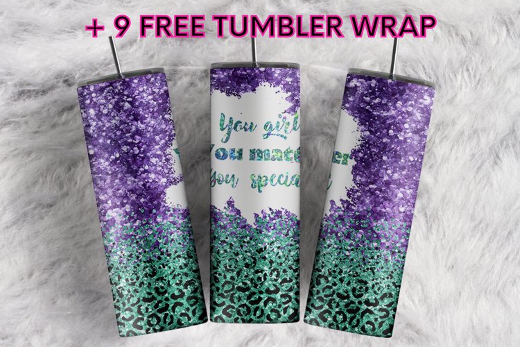 You Matter Purple Green Glitter Leopard 20 oz tumbler design