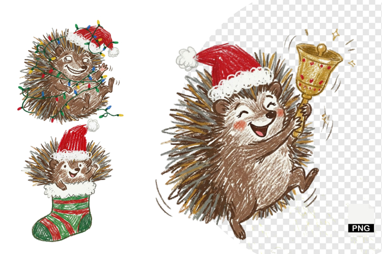 Christmas Hedgehog Clipart