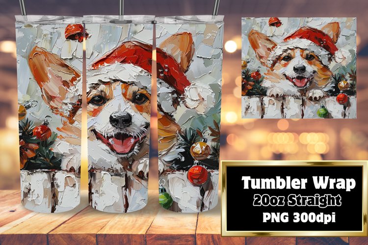 Christmas Winter Design Peeking Dog Tumbler Wrap