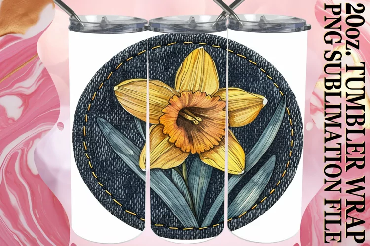 Spring Denim Blossom Tumbler Sublimation 20oz