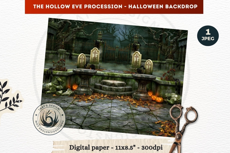 Gothic Halloween background - Hollow Eve Procession Backdrop