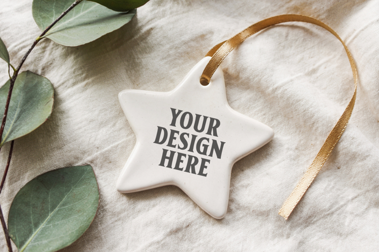 Christmas Star Ceramic Ornament Mockup | Holiday Star