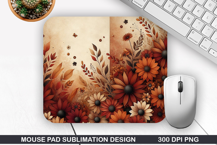 Flowers Mouse Pad Sublimation, Autumn Mouse Pad PNG Design