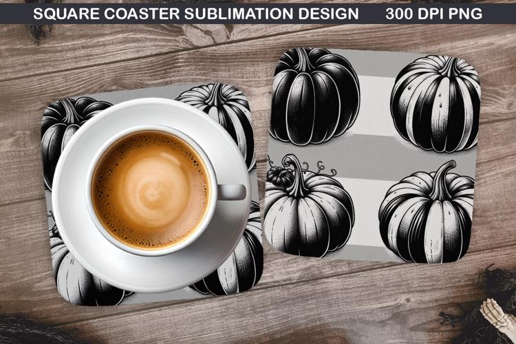 Pumpkin Coaster Sublimation, Halloween Coaster PNG Design