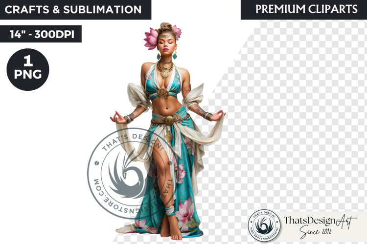 Royal Lotus Princess Fantasy Goddess Floral Clipart