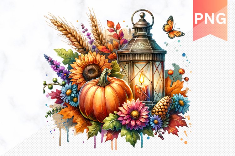 Autumn Pumpkin Harvest Sublimation - Autumn Clipart PNG