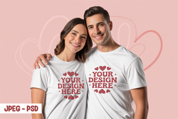 Valentine Couple T Shirt PSD JPEG Mockup