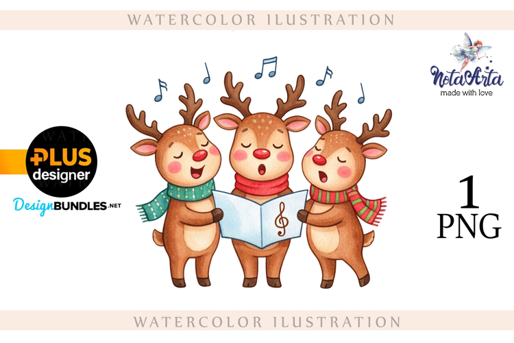 Christmas deer watercolor illustration