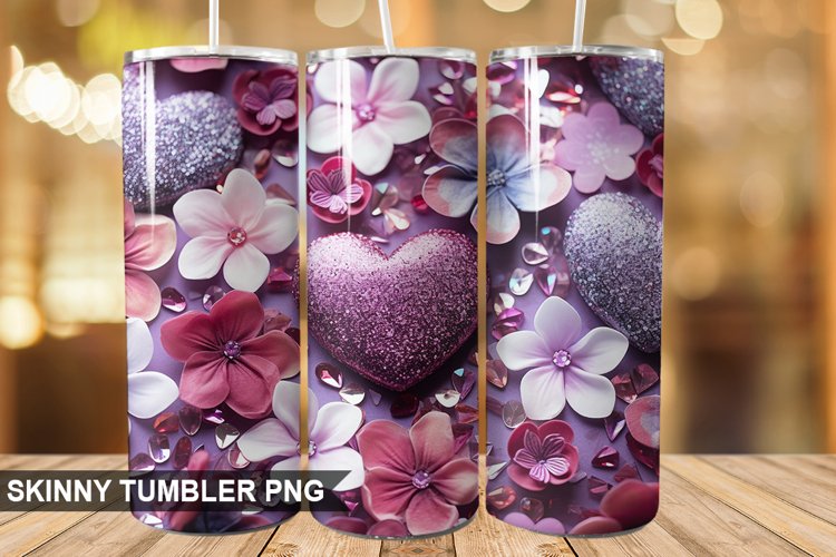 3D Valentines Day Tumbler Design | Sublimation Wrap 20 Oz