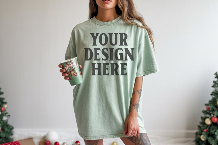 Chalky Mint Christmas Comfort Colors 1717 TShirt Mockup,cc17