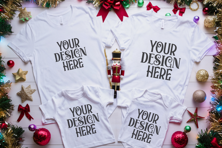 Christmas Family Matching Flat Lay T-Shirt Mockups