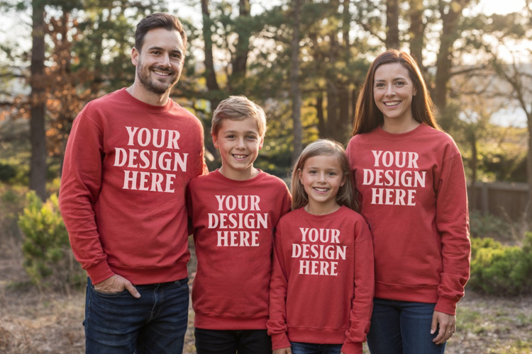 Christmas Family Matching T-Shirt Mockups | Holiday Group